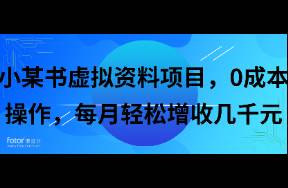 小某書虛擬資料項(xiàng)目，0成本操作，每月輕松增收幾千元